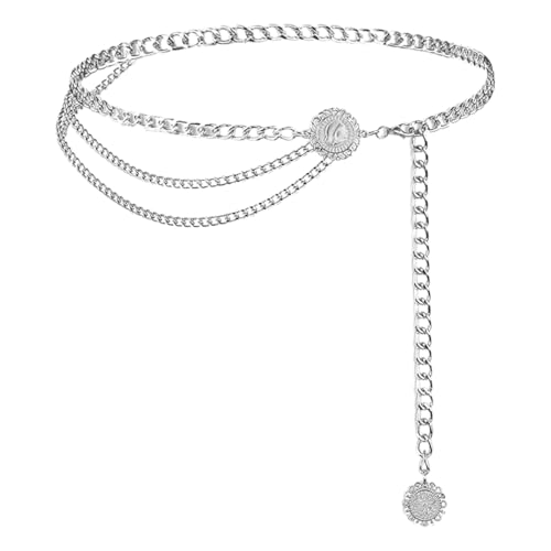 1 Pcs Damen Gürtel Mode Taillengürtel Metall Kettengürtel Verstellbare Taillenkette Hüftkette, Damen Verstellbare Body Link Gürtel für Jeanskleider von ZOWEXIQ