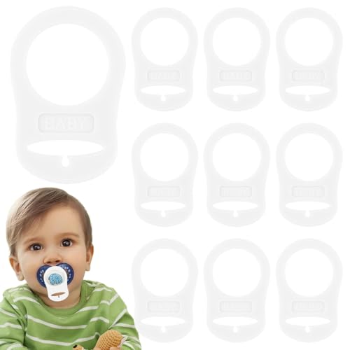 10 Pcs Schnuller Adapter, Silikon-Knopf-Ring, Silikon Knopf Ring Schnuller Adapter, Schnullerkette Silikonring für Silikon Baby Dummy Schnuller Clip von ZOWEXIQ
