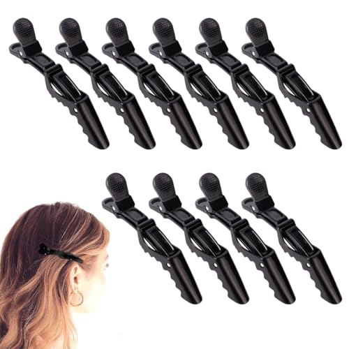 10 Stück Schwarz Haarklammern Friseurbedarf - Haarclips Damen, Haarspangen Damen, Friseurklammern aus Kohlefaser, Abteilklammern Friseur, Haarspangen Friseur mit Silikonband 10 Stück Schwarz Haarklammern Friseurbedarf - Haarclips Damen, Haarspangen Damen, Friseurklammern aus Kohlefaser, Abteilklammern Friseur, Haarspangen Friseur mit Silikonband von ZOWEXIQ