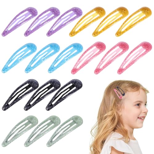 18 Stück Glitzer Haar Schnappclips, Kinder Glitter Girls Zubehör, Haarspangen Mädchen Glitzer, Metall Haarspangen Bunte Glitzer Pailletten Haarspange für Mädchen Kinder Kleinkinder von ZOWEXIQ