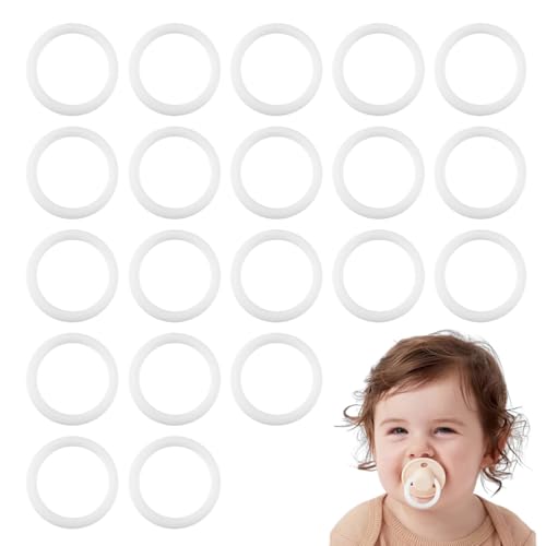 20 Stück Sichere Schnuller Halter O Ringe, Weicher Ring Adapter Clip, Schnuller Dummy Zubehör Kette Clips Adapter Halter für Baby, Schnullerkette Silikonring für Silikon Baby Dummy Schnuller Clip von ZOWEXIQ