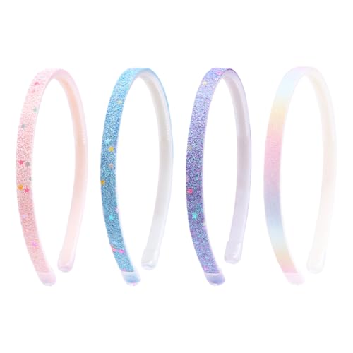 4 Stück Glitzer-Haarband, Buntes Haar-Accessoire, Stirnbänder Glitzer Regenbogen Haarbänder, Glitzer Mädchen Haarreifen, Pailletten Haarschmuck für Kinder Frauen von ZOWEXIQ