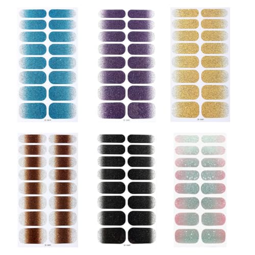 6 Blatt Nagelfolien Selbstklebend Glitzer Nagel Sticker Nagelaufkleber Nagelsticker Aufkleber Nail Art Stickers DIY für Damen Mädchen, Uv Härtend Dekoration Nageldesign Zubehör von ZOWEXIQ