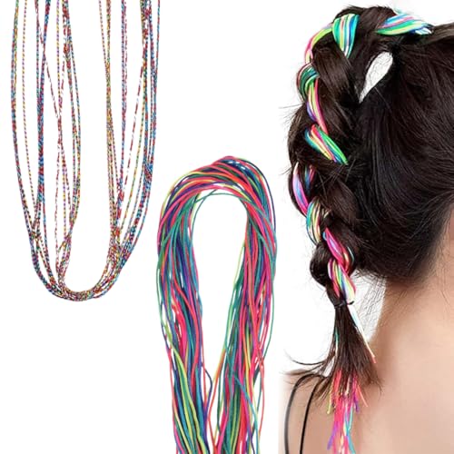 62 Stück Bunte Haarwickelschnur Farbverlauf Haarsträhnen Regenbogen Haarzöpfe DIY Pferdeschwanz-Zöpfe Haarverlängerung Haarteile Twist Braid Elastischem Haargummi für Frauen Mädchen von ZOWEXIQ