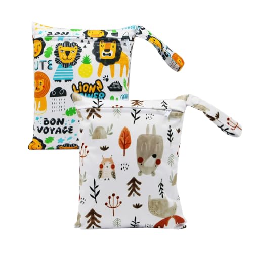 ZOWEXIQ 2 Stück Wetbag Kindergarten Groß, Wickeltasche wasserdichte Windeltasche Nasstasche, Nasstasche Wechselwäsche Schwimmsachen wasserdichte Windeltasche von ZOWEXIQ