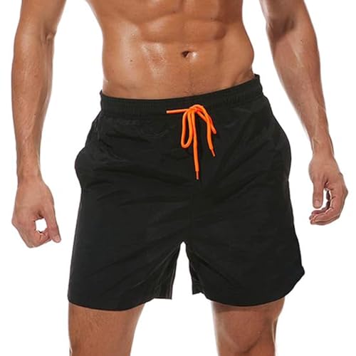 ZOXOZ Badehose Herren Atmungsaktiv Schnelltrocknend Boardshorts mit Verstellbarem Tunnelzug und Mesh-Futter Schwarz L von ZOXOZ