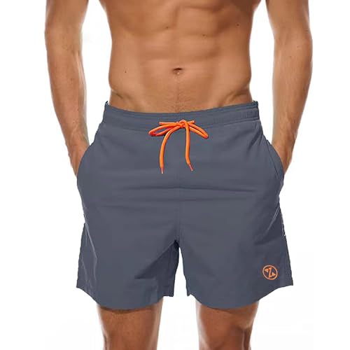 ZOXOZ Badeshorts Herren Schnelltrocknend Kurze Hosen Männer Schwimmhose Boardshorts Strandshorts Beachshorts Mit Mesh-Futter Verstellbarem Tunnelzug Grau 3XL von ZOXOZ