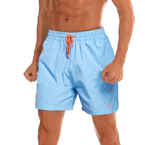 ZOXOZ Badeshorts Herren Badehose Herren Shorts Kurze Hosen Herren Schnelltrocknend Männer Schwimmhose Boardshorts Strandshorts Herren Beachshorts mit Mesh-Futter Verstellbarem Tunnelzug Hellblau 3XL von ZOXOZ