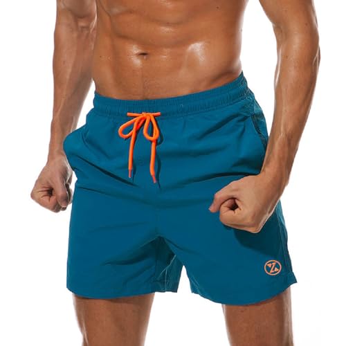 ZOXOZ Badeshorts Herren Badehose Herren Shorts Kurze Hosen Herren Schnelltrocknend Männer Schwimmhose Boardshorts Strandshorts Herren Beachshorts mit Mesh-Futter Verstellbarem Tunnelzug Pfauenblau 3XL von ZOXOZ