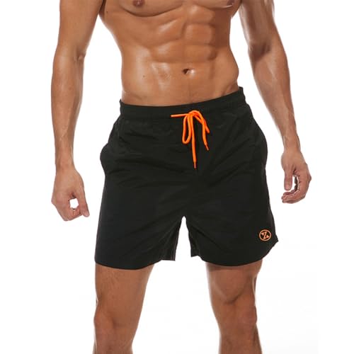 ZOXOZ Badeshorts Herren Badehose Herren Shorts Kurze Hosen Herren Schnelltrocknend Männer Schwimmhose Boardshorts Strandshorts Herren Beachshorts mit Mesh-Futter Verstellbarem Tunnelzug Schwarz 3XL von ZOXOZ