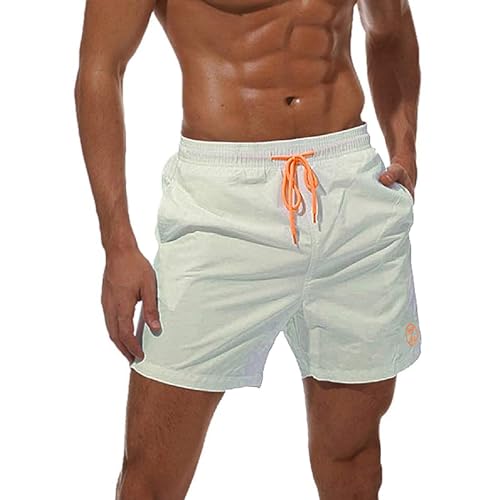 ZOXOZ Badeshorts Herren Badehose Herren Shorts Kurze Hosen Herren Schnelltrocknend Männer Schwimmhose Boardshorts Strandshorts Herren Beachshorts Mesh-Futter Verstellbarem Tunnelzug Weiß 3XL von ZOXOZ