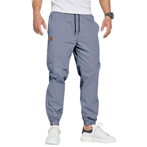 ZOXOZ Herren Hose Chino Cargohose Herren Jogginghose Herren Sweatpants Baumwolle Casual Freizeithose Elastische Taille mit Kordelzug Sporthose Herren mit Taschen Denim Blau 3XL von ZOXOZ