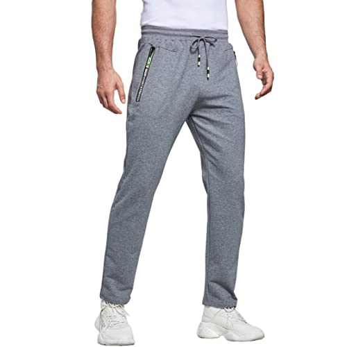 ZOXOZ Jogginghose Herren Baumwolle mit Reißverschluss Taschen Trainingshose Sporthose Sweatpants Slim Fit Herren Hose Grau M von ZOXOZ