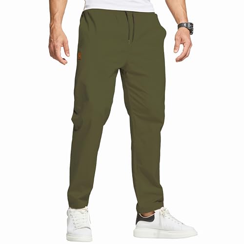 ZOXOZ Hosen Herren Chino Cargo Hose Herren Freizeithose Cargohose Männer Jogginghose Herren Baumwolle Sporthose Männer Lang Elastische Taille mit Kordelzug Casual Hose mit Taschen Army Green L von ZOXOZ