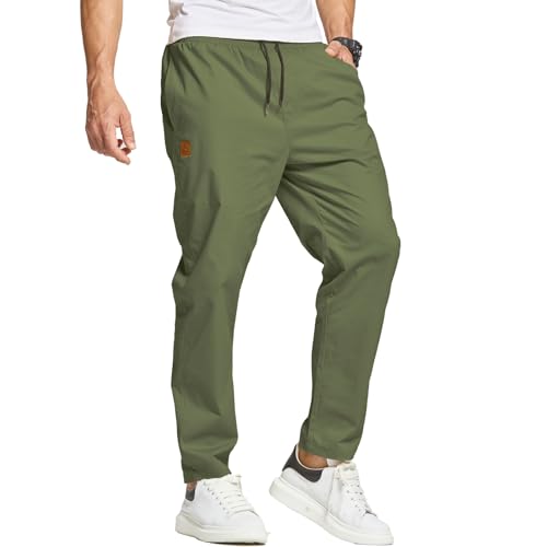 ZOXOZ Hosen Herren Chino Cargo Hose Herren Freizeithose Cargohose Männer Jogginghose Herren Baumwolle Sporthose Männer Lang Elastische Taille mit Kordelzug Casual Hose mit Taschen Army Green XL von ZOXOZ