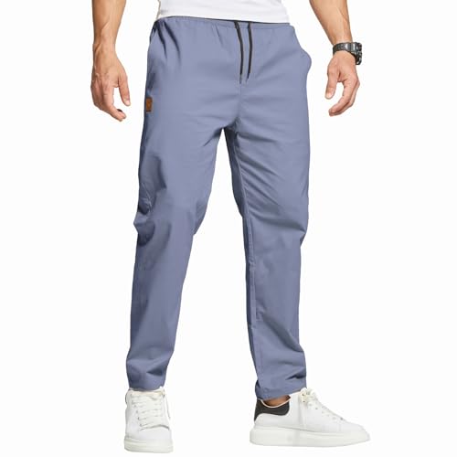 ZOXOZ Hosen Herren Chino Cargo Hose Herren Freizeithose Cargohose Männer Jogginghose Herren Baumwolle Sporthose Männer Lang Elastische Taille mit Kordelzug Casual Hose mit Taschen Denim Blau M von ZOXOZ