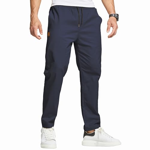 ZOXOZ Hosen Herren Chino Cargo Hose Herren Freizeithose Cargohose Männer Jogginghose Herren Baumwolle Sporthose Männer Lang Elastische Taille mit Kordelzug Casual Hose mit Taschen Dunkelblau XXL von ZOXOZ