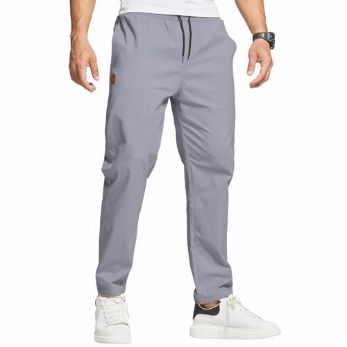 ZOXOZ Hosen Herren Chino Cargo Hose Herren Freizeithose Cargohose Männer Jogginghose Herren Baumwolle Sporthose Männer Lang Elastische Taille mit Kordelzug Casual Hose mit Taschen Grau 3XL von ZOXOZ