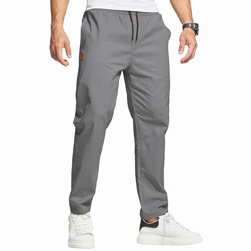 ZOXOZ Hosen Herren Chino Cargo Hose Herren Freizeithose Cargohose Männer Jogginghose Herren Baumwolle Sporthose Männer Lang Elastische Taille mit Kordelzug Casual Hose mit Taschen Grau M von ZOXOZ