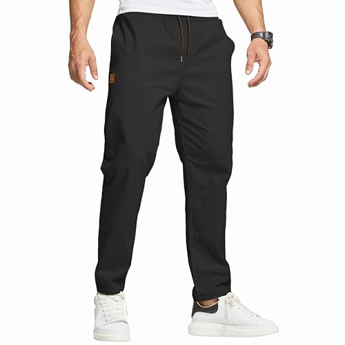 ZOXOZ Hosen Herren Chino Cargo Hose Herren Freizeithose Cargohose Männer Jogginghose Herren Baumwolle Sporthose Männer Lang Elastische Taille mit Kordelzug Casual Hose mit Taschen Schwarz S von ZOXOZ