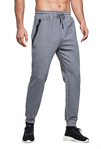 ZOXOZ Jogginghose Herren Baumwolle Sporthose Herren Trainingshose Männer Lang Fitness Hosen Herren mit Reißverschluss Taschen Grau 2XL von ZOXOZ