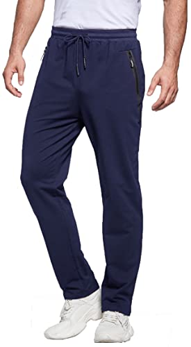 ZOXOZ Jogginghose Herren Baumwolle Trainingshose Männer Sporthose Herren Lang Fitness Hosen Herren Reissverschluss Taschen Blau 3XL von ZOXOZ