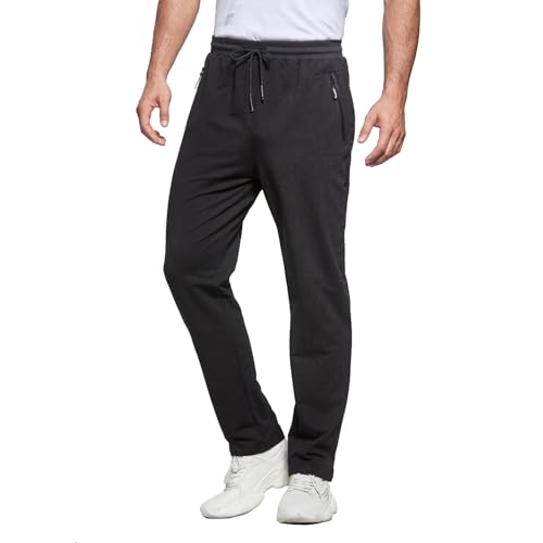 ZOXOZ Jogginghose Herren Baumwolle Trainingshose Männer Sporthose Herren Lang Fitness Hosen mit Reißverschlusstaschen Dunkelgrau S von ZOXOZ