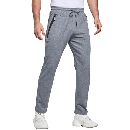 ZOXOZ Jogginghose Herren Baumwolle Trainingshose Männer Sporthose Herren Lang Fitness Hosen Herren mit Reißverschlusstaschen Grau 2XL von ZOXOZ