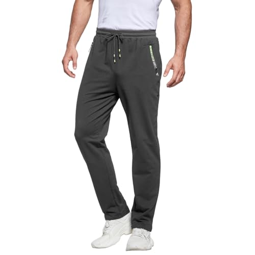 ZOXOZ Jogginghose Herren Baumwolle mit Reißverschluss Taschen Trainingshose Sporthose Sweatpants Slim Fit Herren Hose Dunkelgrau 3XL von ZOXOZ