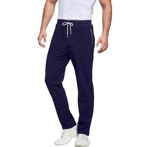 ZOXOZ Jogginghose Herren Trainingshose Herren Baumwolle Sporthose Lang Fitness Sweathose mit Reißverschluss Taschen Dunkelblau 3XL von ZOXOZ