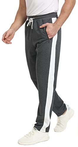 ZOXOZ Jogginghose Herren Trainingshose Männer Sporthose Herren Lang Baumwolle Freizeithose Herren Jogger Sweathose Hosen Fitness Trackpants Gym Reißverschlusstaschen Dunkelgrau L von ZOXOZ