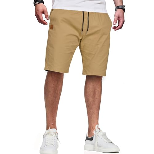 ZOXOZ Kurze Hose Herren Shorts Herren Sommer Chino Shorts Baumwolle Cargo Shorts Freizeithose Kurz Mit Taschen Khaki M von ZOXOZ