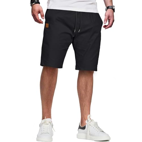 ZOXOZ Kurze Hose Herren Shorts Herren Sommer Chino Shorts Baumwolle Cargo Shorts Freizeithose Kurz Mit Taschen Schwarz L von ZOXOZ