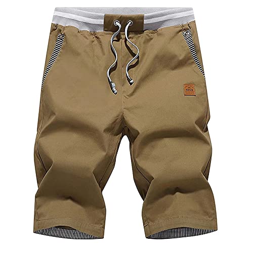 ZOXOZ Kurze Hosen Herren Shorts Herren Sommer Freizeit Chino Stretch Kurze Hose Herren Baumwolle mit Taschen Braun 2XL von ZOXOZ