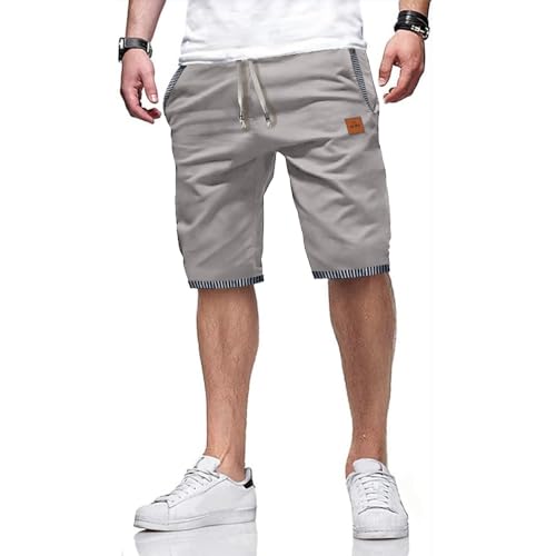 ZOXOZ Kurze Hosen Herren Shorts Sommer Freizeit Chino Stretch Kurze Hose Herren Baumwolle mit Taschen Grau 3XL von ZOXOZ