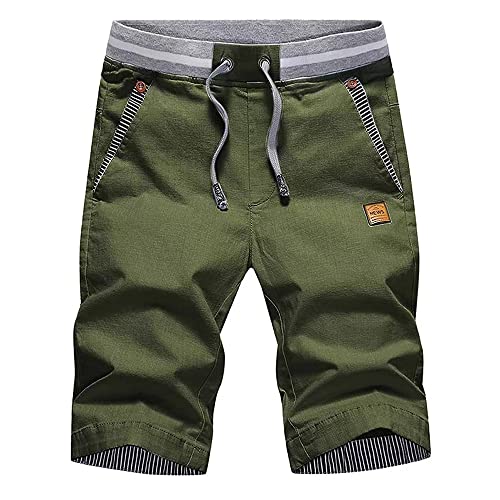 ZOXOZ Kurze Hosen Herren Shorts Herren Sommer Freizeit Chino Stretch Kurze Hose Herren Baumwolle mit Taschen Grün 2XL von ZOXOZ