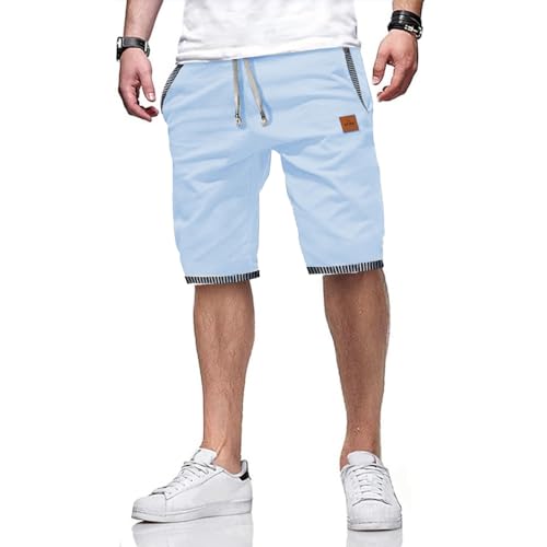 ZOXOZ Kurze Hosen Herren Shorts Sommer Freizeit Chino Stretch Kurze Hose Herren Baumwolle mit Taschen Himmelblau 3XL von ZOXOZ