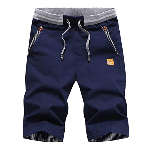 ZOXOZ Kurze Hosen Herren Shorts Herren Sommer Freizeit Chino Stretch Kurze Hose Herren Baumwolle mit Taschen Navy Blau L von ZOXOZ