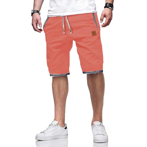 ZOXOZ Kurze Hosen Herren Shorts Sommer Freizeit Chino Stretch Kurze Hose Herren Baumwolle mit Taschen Rot 2XL von ZOXOZ