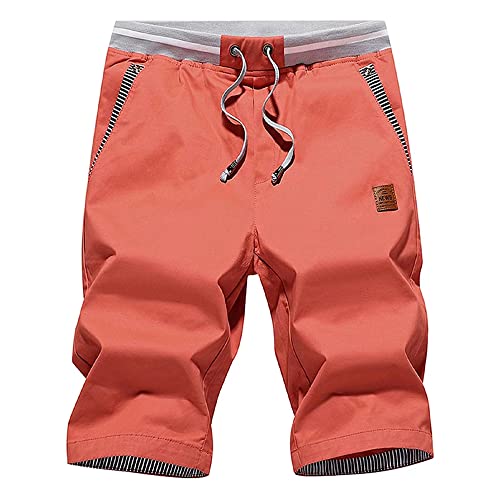 ZOXOZ Kurze Hosen Herren Shorts Herren Sommer Freizeit Chino Stretch Kurze Hose Herren Baumwolle mit Taschen Rot XL von ZOXOZ