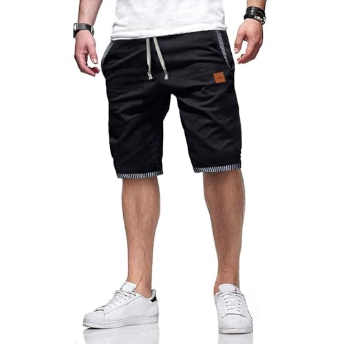 ZOXOZ Kurze Hosen Herren Shorts Sommer Freizeit Chino Stretch Kurze Hose Herren Baumwolle mit Taschen Schwarz M von ZOXOZ