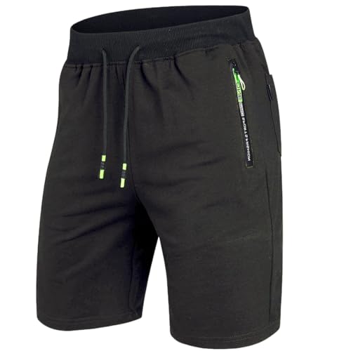 ZOXOZ Kurze Hosen Herren Shorts Sommer Kurze Jogginghose Herren Sports Shorts Sweat Baumwolle Gym Fitness mit Reissverschluss dunkelgrau M von ZOXOZ