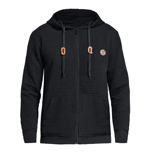 ZOXOZ Sweatjacke Herren Kapuzenpullover Herren Hoodie Herren Sweatshirt Hooded Basic Classic Freizeit mit Kapuze Zipper Schwarz XL von ZOXOZ