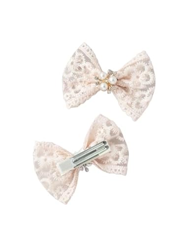 ZOYA Premium 2er Set Handgemachte Spitze Manschettenknöpfe für Mädchen - Elegante Haarspangen mit Perlen und Kristallen von ZOYA Premium
