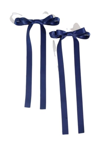 ZOYA Premium Elegante Haarspangen für Mädchen Schleifen Form - Marineblau, Satin, 2er Set - Ideal für Alltag und Besondere Anlässe von ZOYA Premium