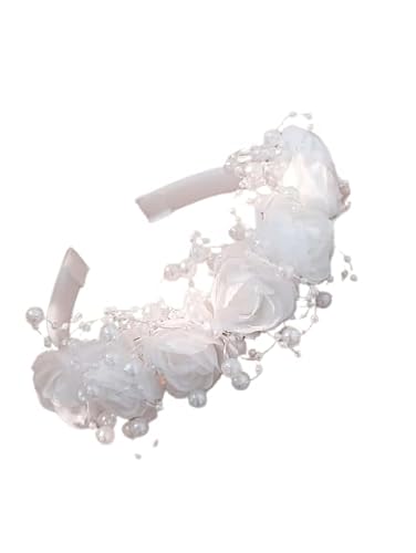 ZOYA Premium Elegante Weiße Haarreif mit Blumen und Perlen - Ideal für Mädchen Festlichkeit von ZOYA Premium