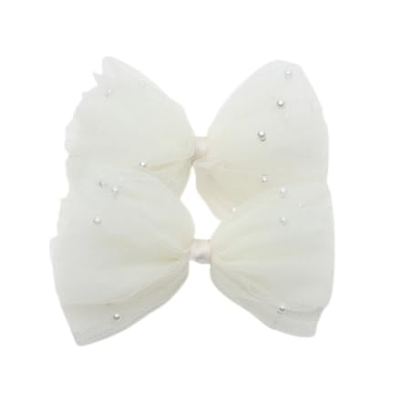 ZOYA Premium Tüllhaarspange für Mädchen Cremige Schleife mit Perlen - Eleganter Schmuck für besondere Anlässe von ZOYA Premium