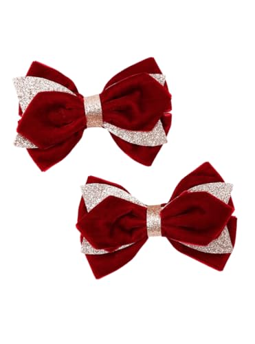 ZOYA Premium Velour Haarspangen für Mädchen - Set von 2 Elegant Bordeaux Schleife mit Glitter von ZOYA Premium