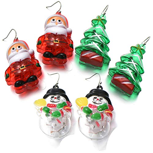 ZOYLINK Weihnachten Tropfen Ohrringe Ohrringe Leuchten Kreative Ohrringe für den Urlaub (3Pairs Multicolor) von ZOYLINK