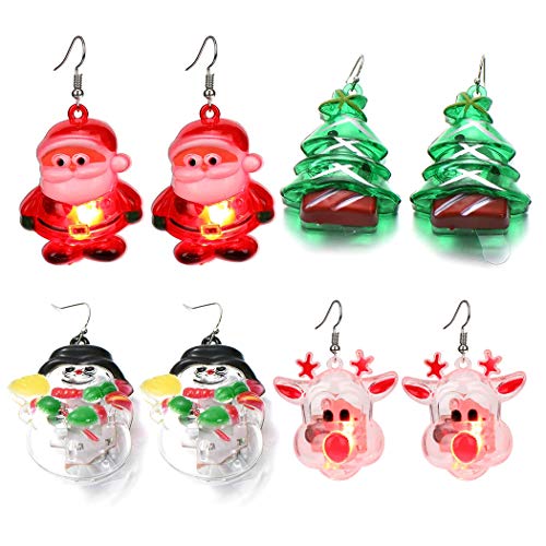 ZOYLINK Weihnachten Tropfen Ohrringe Ohrringe Leuchten Kreative Ohrringe für den Urlaub (4Pairs Multicolor) von ZOYLINK